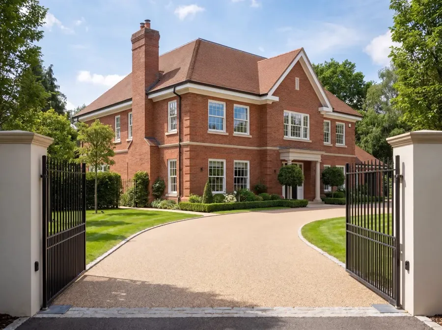 Exterior CGI render of a classic brick residence by NextEdge.